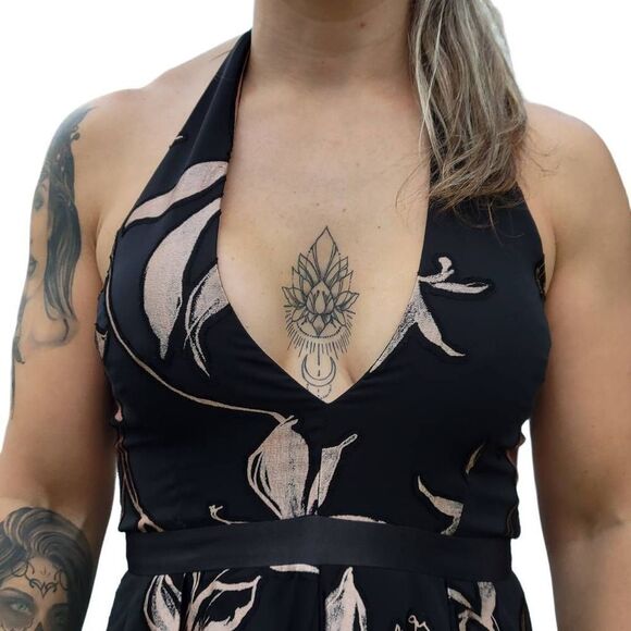 HALSTON black/gold high/ low chiffon evening gown Final Discount - Picture 3 of 15